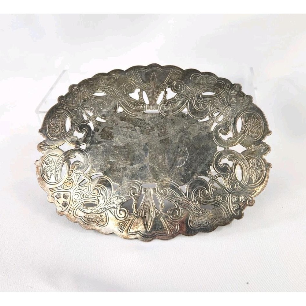 1950s Wallace Trivet Silver Hot Pot Plate Ornate Pierced Filigree Dining Vintage